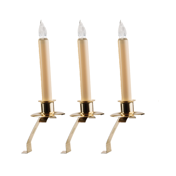 IMC Cambridge B/O LED Candle w/ Automatic Sensor and 3" Bracket, Brass, 8", Pack of 3