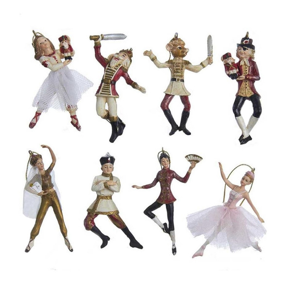 Kurt Adler Resin Ornament for Christmas Tree, Mini Nutcracker Suite Characters (Pack of 8)