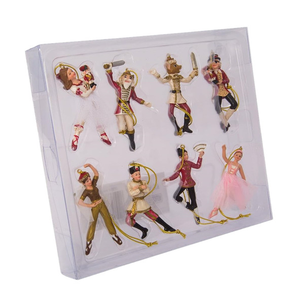 Kurt Adler Resin Ornament for Christmas Tree, Mini Nutcracker Suite Characters (Pack of 8)