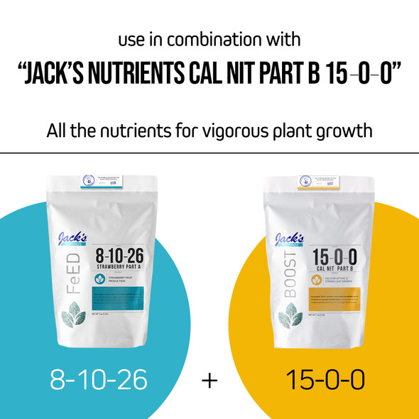 Jack's Nutrients 8-10-16 Strawberry Part A Water-Soluble Fertilizer for Strawberry Fruit Production in Continuous Liquid Feed Program, 2.2lbs