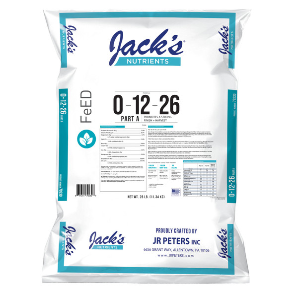 Jack’s Nutrients 0-12-26 Part A Water-Soluble Fertilizer, 25lbs
