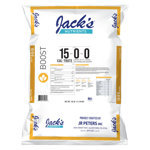 Jack’s Nutrients 15-0-0 Cal-Trate Water-Soluble Fertilizer, 25lbs