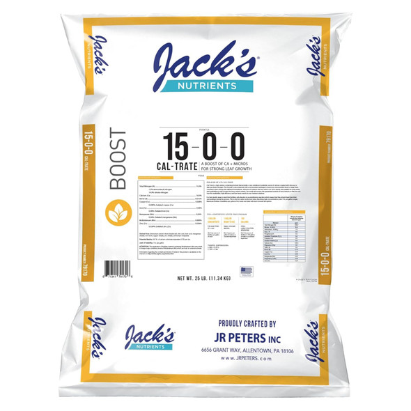 Jack’s Nutrients 15-0-0 Cal-Trate Water-Soluble Fertilizer, 25lbs