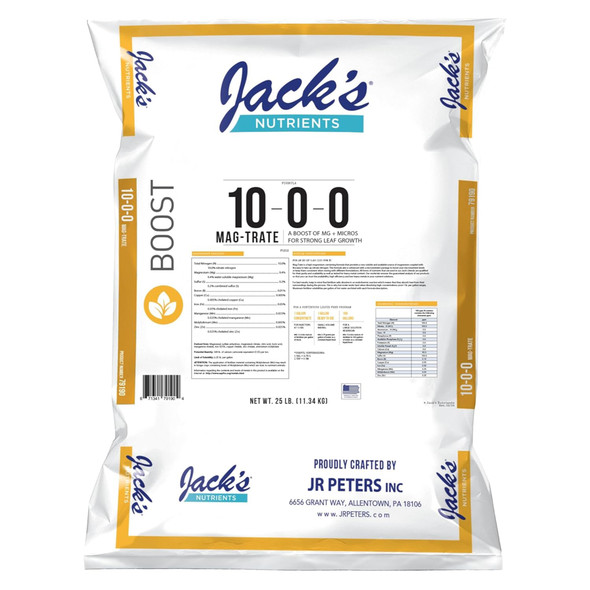 Jack’s Nutrients 10-0-0 Mag-Trate Water-Soluble Fertilizer, 25lbs