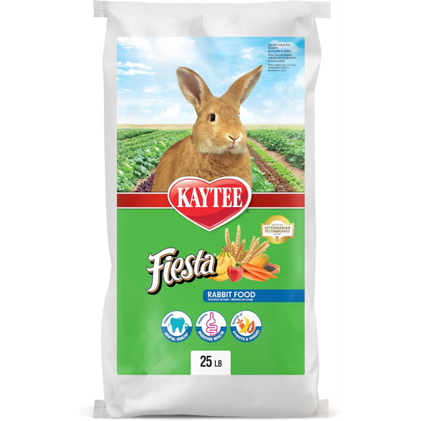 Kaytee Fiesta Rabbit Food Mix, 25lbs – Supports Immune Health and Digestion