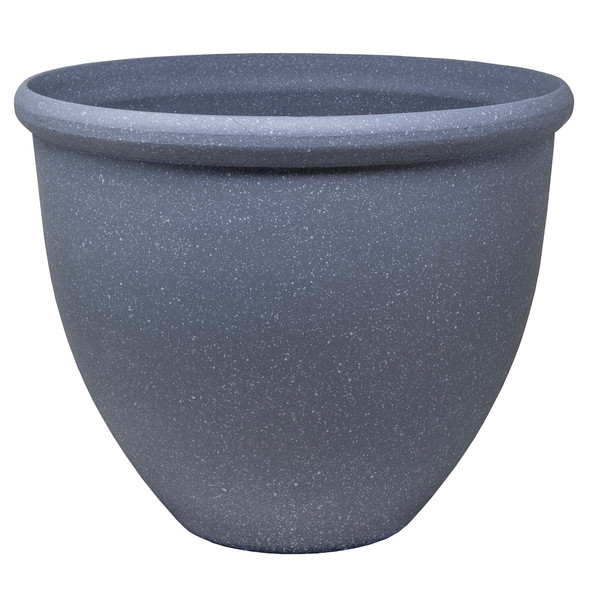 Garden Elements TerraStone Classic Smooth Round Planter, Bluestone, 16in