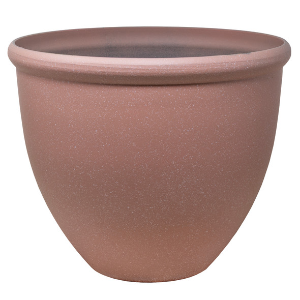 Garden Elements TerraStone Classic Smooth Round Planter, Terracotta, 16in
