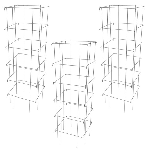 Garden Elements Square 8-Leg Heavy-Duty Collapsible Tomato Cages, 48in (Pack of 3)