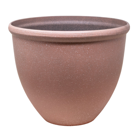 Garden Elements TerraStone Classic Smooth Round Planter, Terracotta, 14in