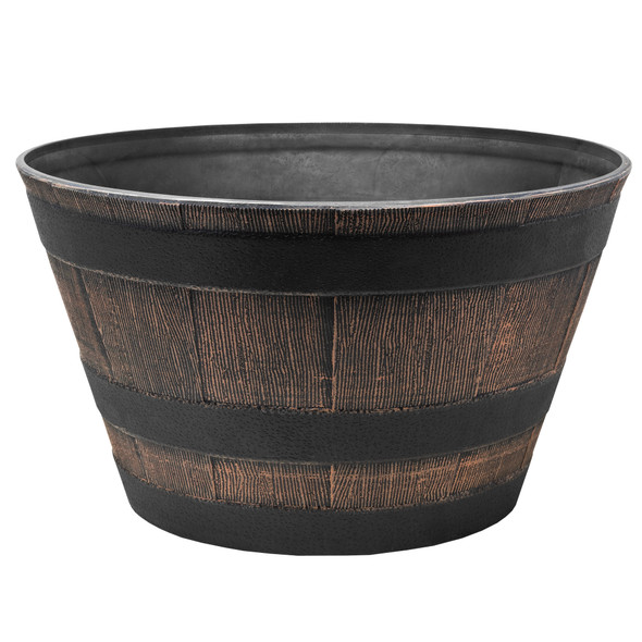 Garden Elements Timberline Barrel-Style Round Garden Planter