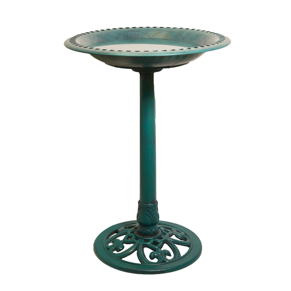 Armstrong Wild Bird Food Feather & Forge Elegant Polymer Bird Bath, Jade, 27in