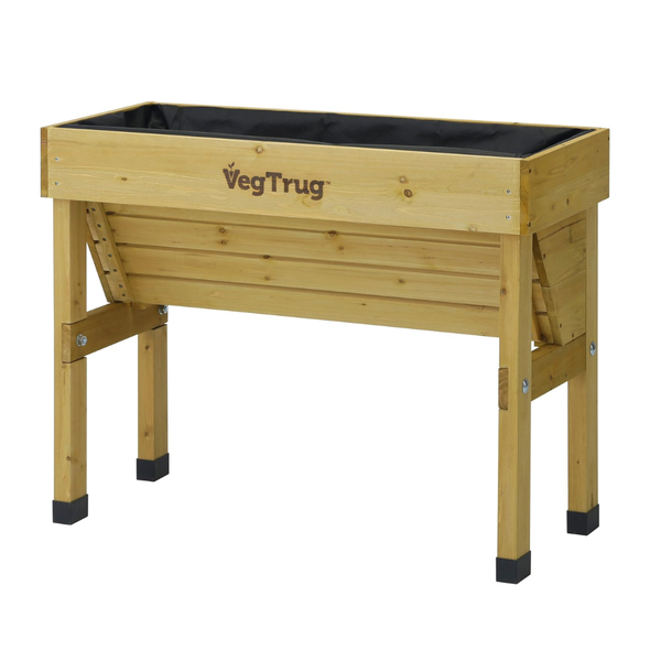 VegTrug Wall Hugger Cedar Wood Raised Garden Planter, Natural, Small 1m