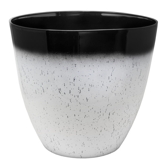 Garden Elements Silhouette Round Garden Planter, White & Black, 15in