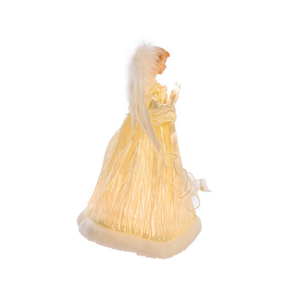 Kurt Adler UL 10 Light Christmas Tree Topper, Angel, Ivory, 12in