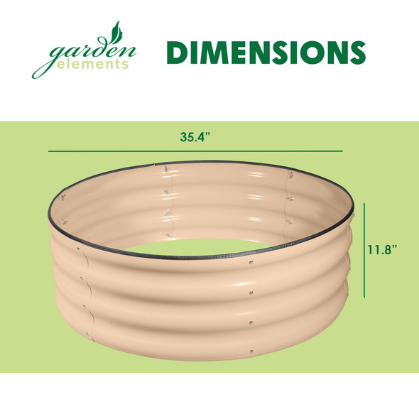 Garden Elements Metal Raised Garden Bed, Round, Beige