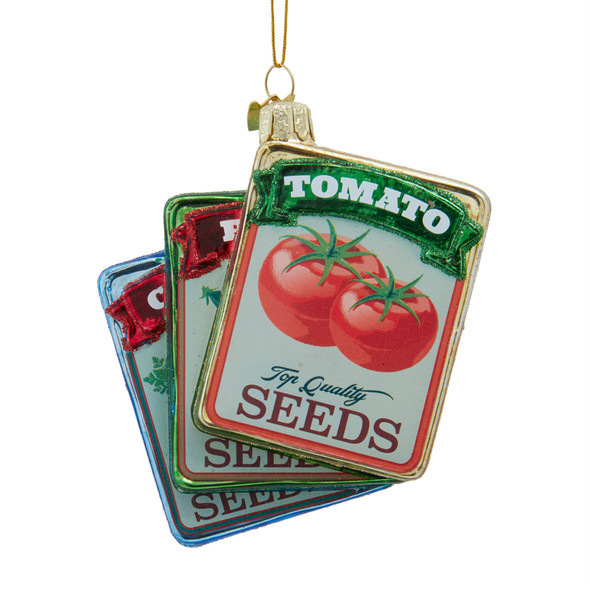 Kurt Adler Noble Gems Collection, Glass Seed Packet Ornament, 4"