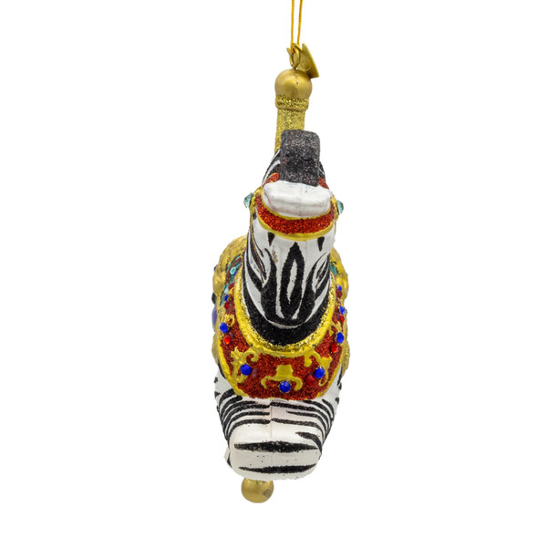 Kurt Adler Bellissimo Glass Collection Zebra Carousel Ornament, 6.5"