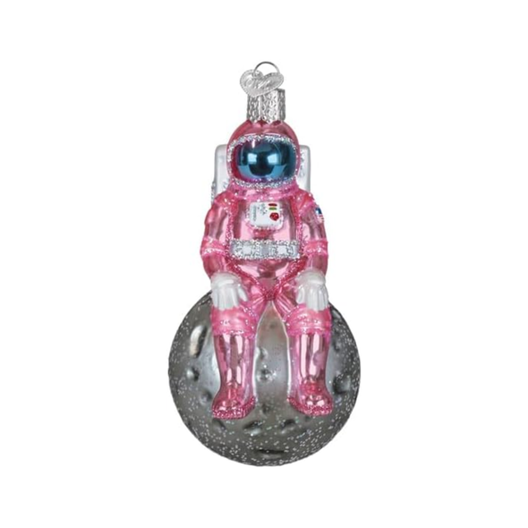 Old World Christmas Blown Glass Collection Astronaut Ornament, Pink