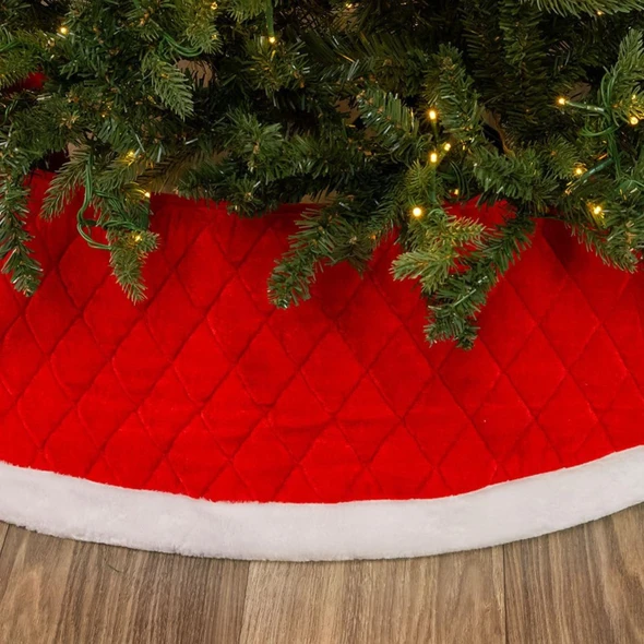 Kurt Adler Quilted Velvet Tree Collar, Red, 24in