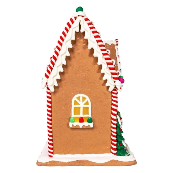 Kurt Adler Battery Operated Candy Stripe Gingerbread House, 15in