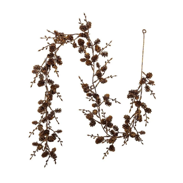 Kurt Adler Copper Glittered Pinecone Garland, 4 ft