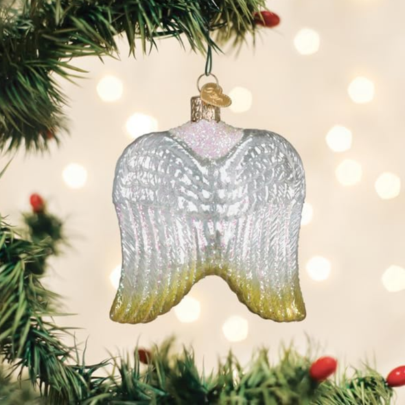 Old World Christmas Blown Glass Ornament for Tree, Sterling Angel Wings
