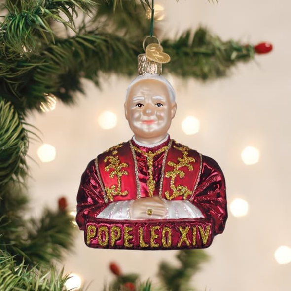 Old World Christmas Blown Glass Ornament for Christmas Tree, Pope Leo XIV