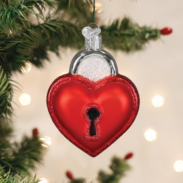 Old World Christmas Blown Glass Ornament for Christmas Tree, Love Lock