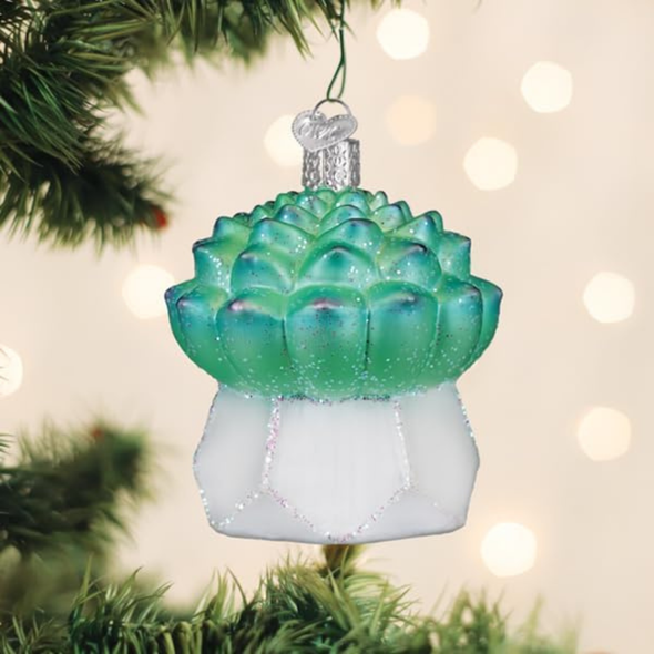Old World Christmas Blown Glass Tree Ornament, Echeveria Succulent