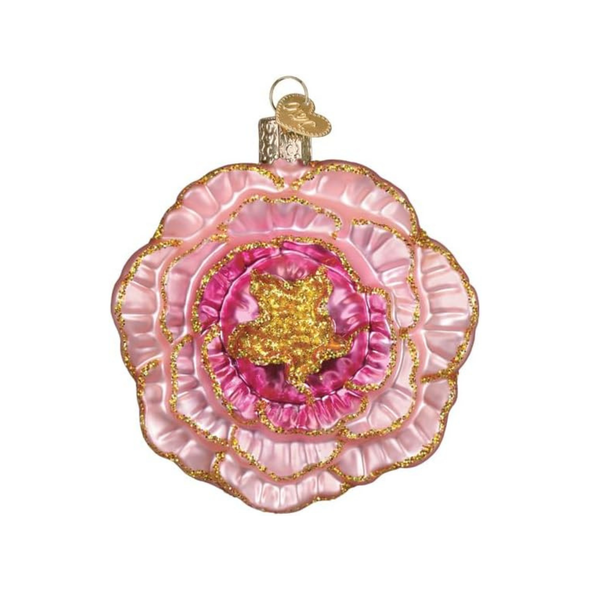 Old World Christmas Blown Glass Tree Ornament, Jeweled Peony Flower