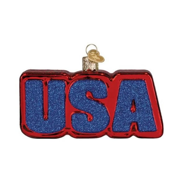 Old World Christmas Blown Glass Tree Ornament, USA Letter Sign