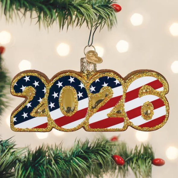 Old World Christmas Blown Glass Tree Ornament, USA 2026 Celebration