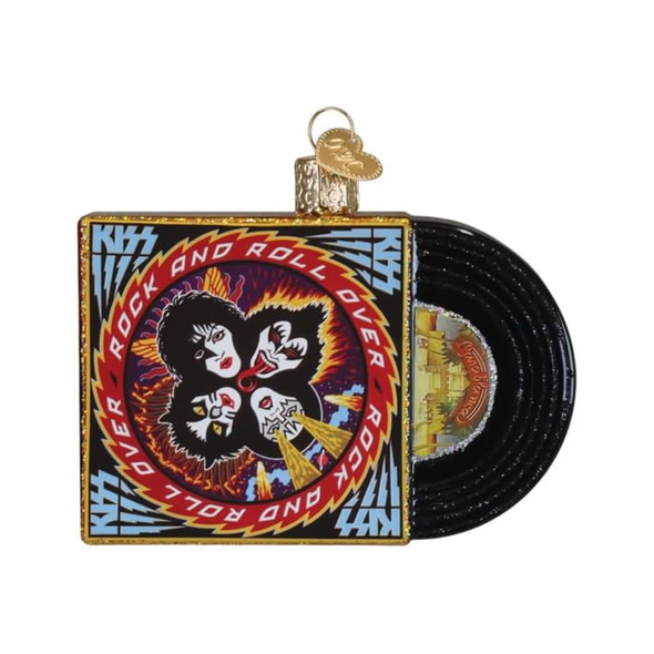 Old World Christmas Blown Glass Tree Ornament, Kiss Rock & Roll Over Album
