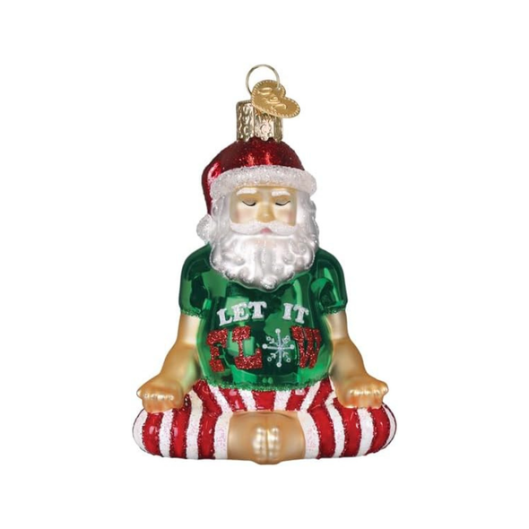 Old World Christmas Blown Glass Tree Ornament, Zen-ta Claus Yoga