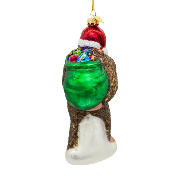 Kurt Adler Noble Gems Glass Ornament Collection, Bigfoot with Gifts, 5.5in