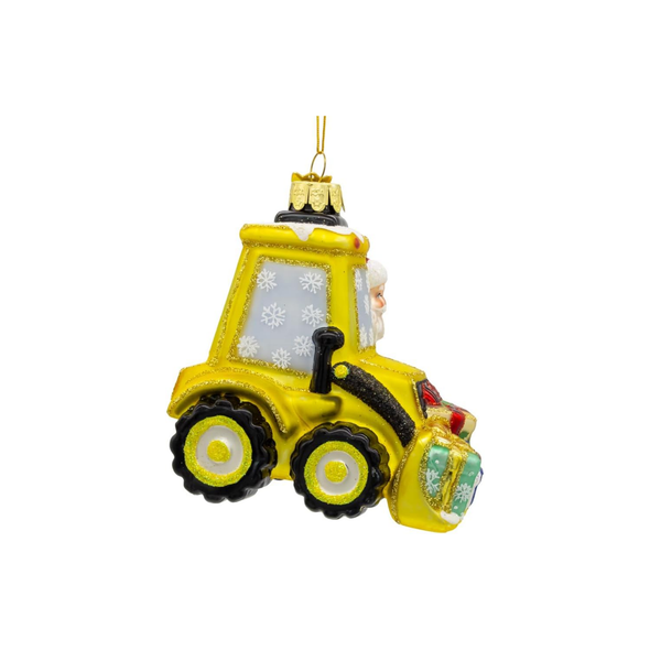 Kurt Adler Noble Gems Glass Ornament Collection, Santa in a Bulldozer