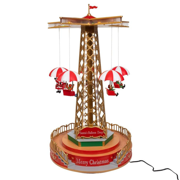 Kurt Adler LED Lighted Musical Santa Balloon Drop Table Piece, 18in