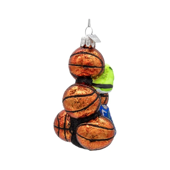 Kurt Adler Noble Gems Glass Ornament for Christmas Tree, Basketball with Shoes