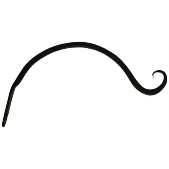 Hookery Curved Hanger with Upturned Hook for Hanging Plants or Feeders, Wrought Iron, Black, 9"
