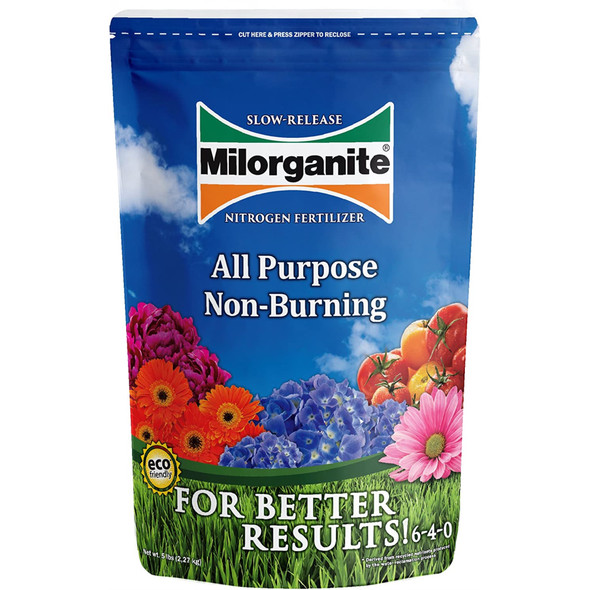 Milorganite All-Purpose Eco-Friendly Slow-Release Nitrogen 6-4-0 Fertilizer, 5lb (Not for Sale in ME & CT)