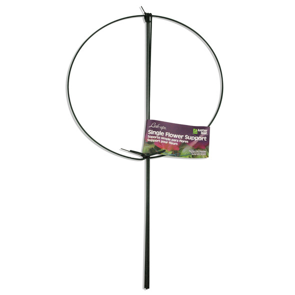 Luster Leaf Link-Ups Round Metal Flower Support, for Gardens and Flower Beds, 10" Ring x 18" Leg, Green
