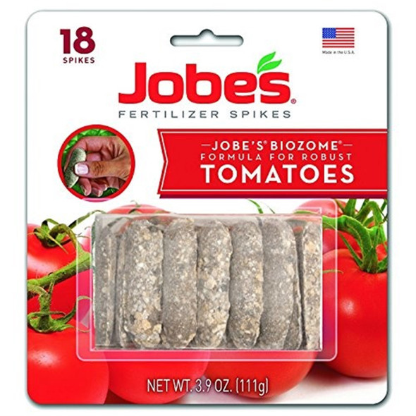 Jobes Tomato Fertilizer Spikes, 6-18-6 Time Release Fertilizer for All Tomato Plants, 18 Spikes per Blister Package
