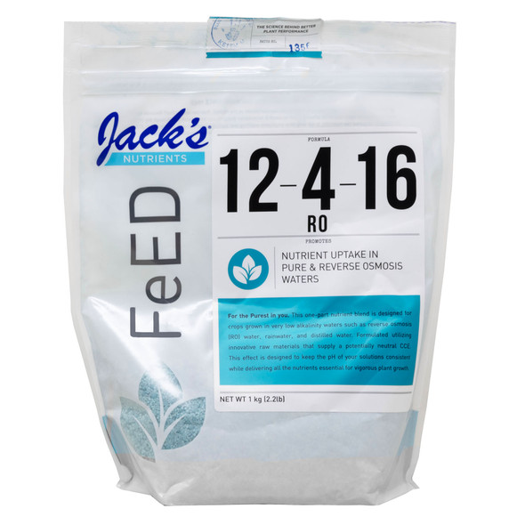 Jack's Nutrients 12-4-16 Reverse Osmosis Water-Soluble Fertilizer, 2.2lbs