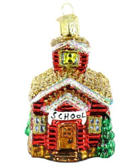 Old World Christmas Glass Blown Christmas Ornament, School House (With OWC Gift Box)