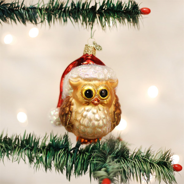 Old World Christmas Blown Glass Ornament for Christmas Tree, Santa Owl