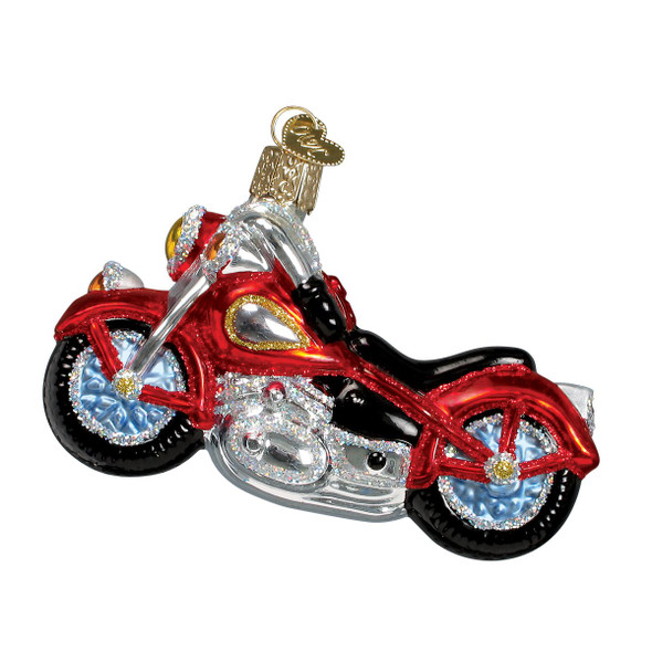 Old World Christmas Glass Blown Ornament, Motorcycle (With OWC Gift Box)