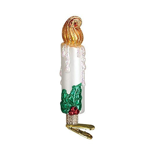 Old World Christmas 32191 Glass Blown Clip on Candle Ornament