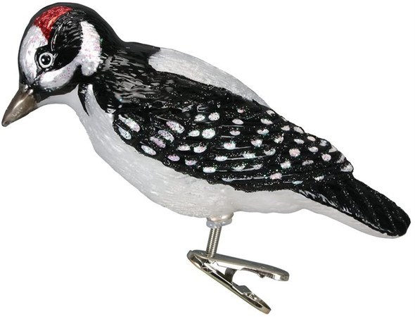Old World Christmas Hairy Woodpecker Glass Blown Hanging Ornament
