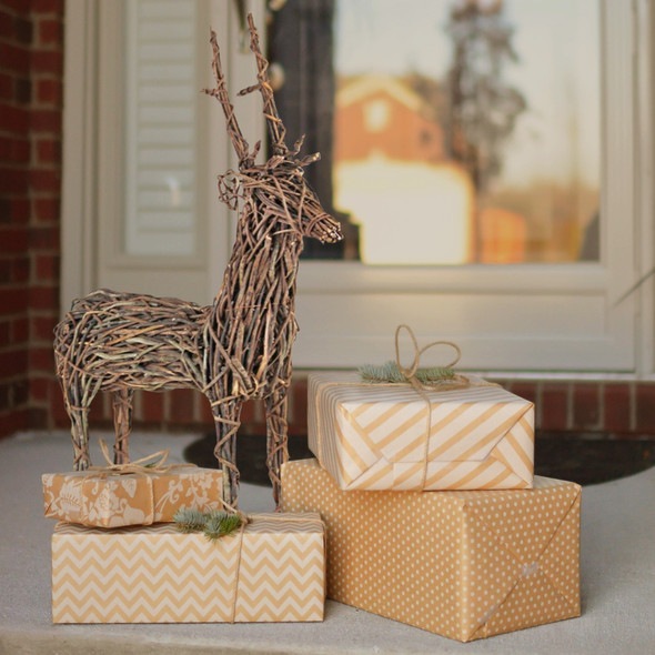 Garden Elements Natural Grapevine Standing Deer Decoration, 36in, Brown