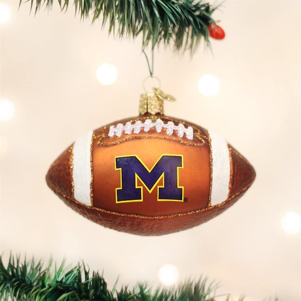 Old World Christmas Glass Blown Ornament for Christmas Tree, UOM Football